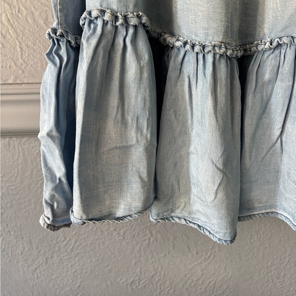 She + Sky | Chambray Ruffle Dress | Light Distressing | L 👗✨ - Picture 9 of 12
